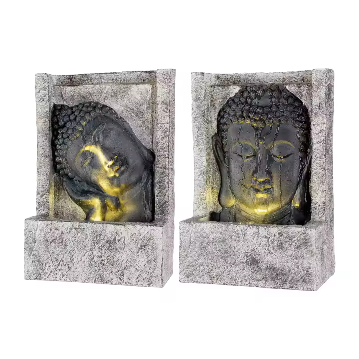 FUENTE CARA BUDDA PARA EXTERIOR, 13,5x28x40cm, 4 LEDS, MODELOS SURTIDOS - 1