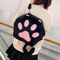 Mochila De Peluche Con Patas De Gato Lindo Para Niñas Con Correas Ajustables Y Cierre De Cremallera Estilo Kawaii Para Mujeres Y Niñas - details 1