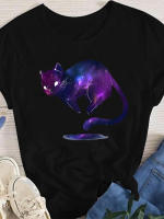 Camiseta Oversize Para Mujer Estilo Coreano Verano Manga Corta Impresión De Dibujos Animados Gato Lindo Ropa Gráfica Casual Talla True Fit - details 1