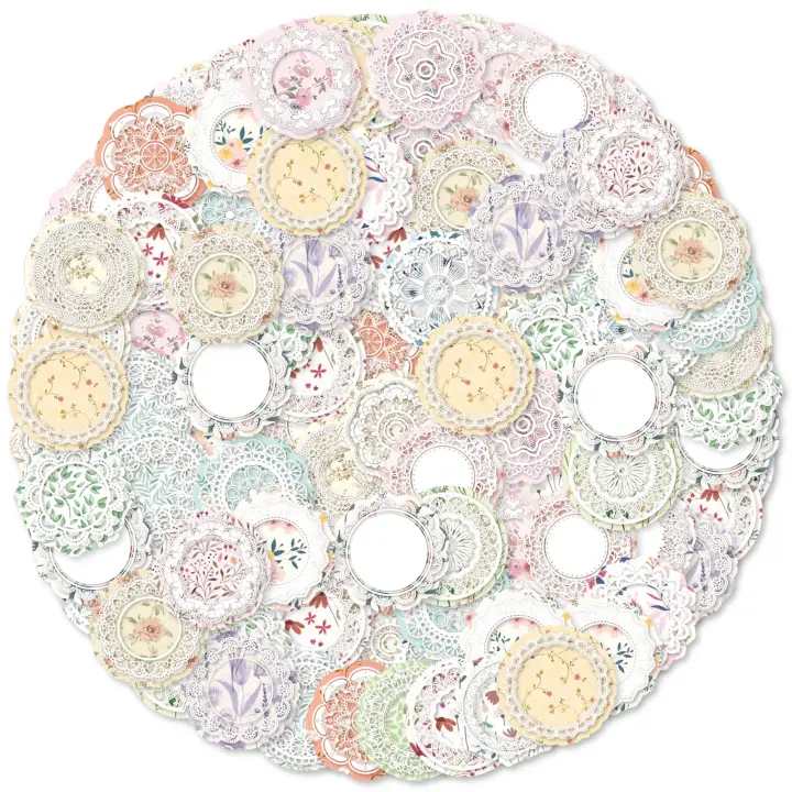 46pcs Pegatinas De Lace Graffiti Vintage Para Decorar Diario Taza Guitarra Maleta Scrapbook DIY Adhesivo De Papel Sintético - 1