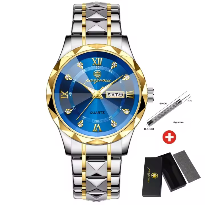 Reloj De Pulsera Para Hombre POEDAGAR Marca De Lujo Impermeable Luminoso Con Fecha Y Día De La Semana Acero Inoxidable Quartz - 1
