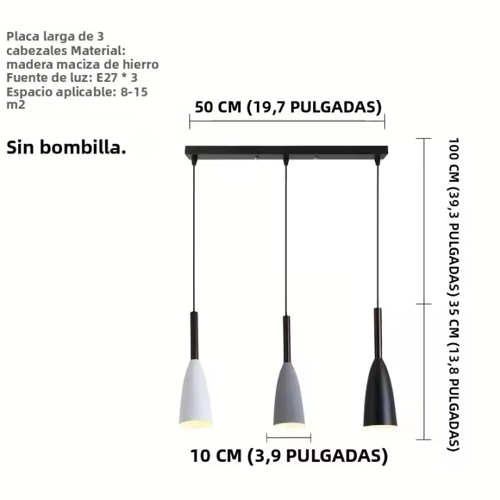 Luz De Pendant LED Para Restaurante Moderna Nórdica Minimalista Creativa Para Arte De Barra De Hierro Instalación Por Cable - 1