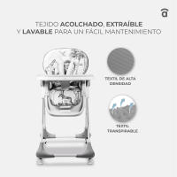 Asalvo Trona Chef Forest – Trona Evolutiva con Altura Ajustable, Respaldo Reclinable, Sistema Antideslizante y Ruedas, Bandeja Doble y Textil Lavable - details 2