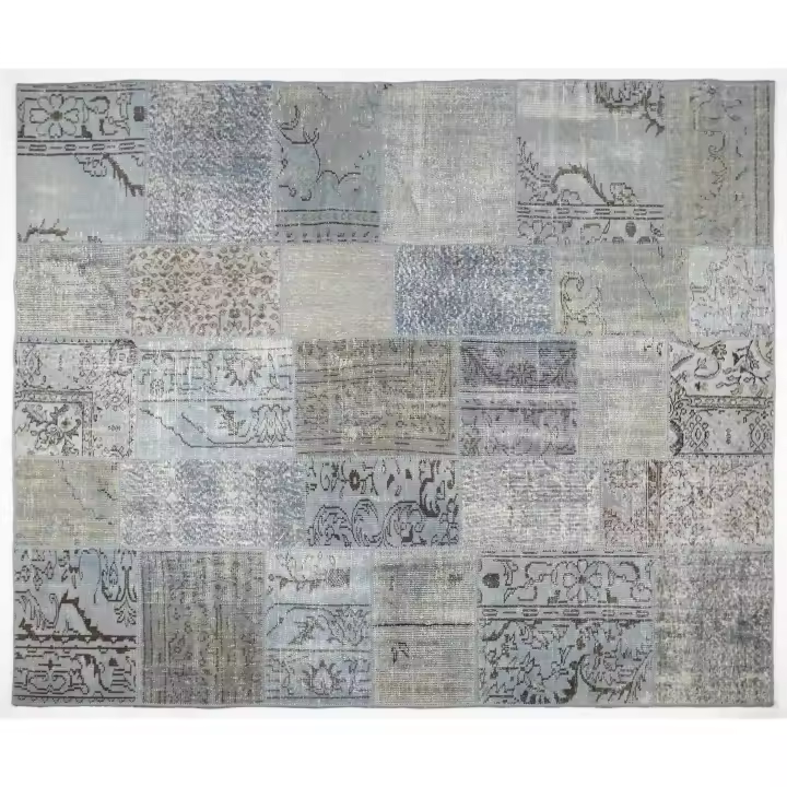 Parentesi Quadra  -  ALFOMBRA LANA 300X200 PATCHWORK REMAKE AZZURRO - 1