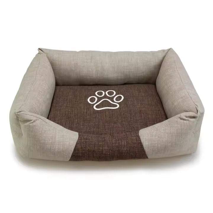Cama Cama cuadrada Marrón y Beige con Huella 85x68x21cm - 1