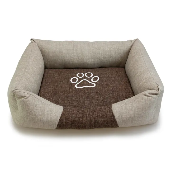 Cama Cama cuadrada Marrón y Beige con Huella 85x68x21cm - 1