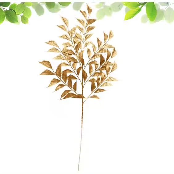 Poenia Arte Floral Rama de Caryota Oro 91cm - Adornos Navideños - Alta Calidad - 1