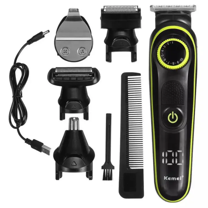 Cortapelos eléctrico KM-696, multifuncional, 5 en 1, con aceite, para recortar el vello y remover el vello de la nariz. - 1