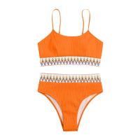 Bikini De Verano Para Mujer Estilo Playa Moda Elegante Con Cintura Alta Y Efecto Delgado Dos Piezas Color Bloqueado Conjunto De Baño Con Suspensión - details 23