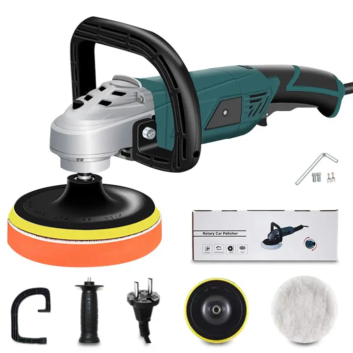 Pulidora de Coche, Máquina Pulidora de 2000 W, 3300RPM, 7 Velocidades Variables, Almohadilla de Pulido de 180 mm, Mango en D y Mango Lateral, Cable de alimentación de 2 m, para Pulir, Encerar, Lijar - 1