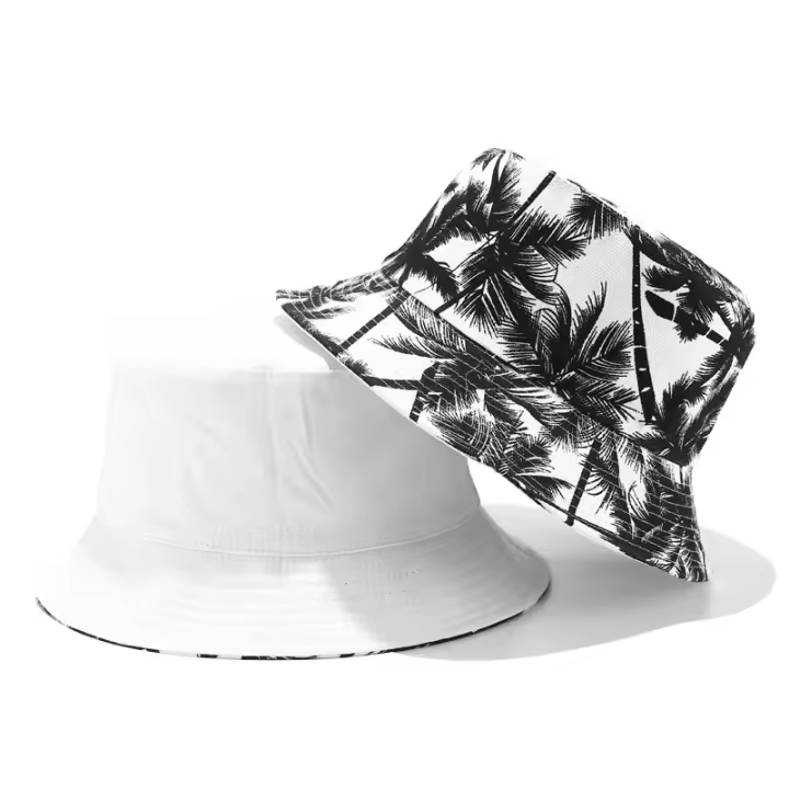 Sombrero De Barril De Algodón Para Hombres Y Mujeres Estampado De Palma Decorativo Casual Para Exterior Y Calle Sombreros De Pescador Panama Sol - 1
