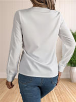 Blusa Elegante De Negocios Para Mujer Con Cuello En V Y Mangas Largas Vestido Trabajo Tops Casual De Poliéster Transpirable Para Otoño/Winter - details 35