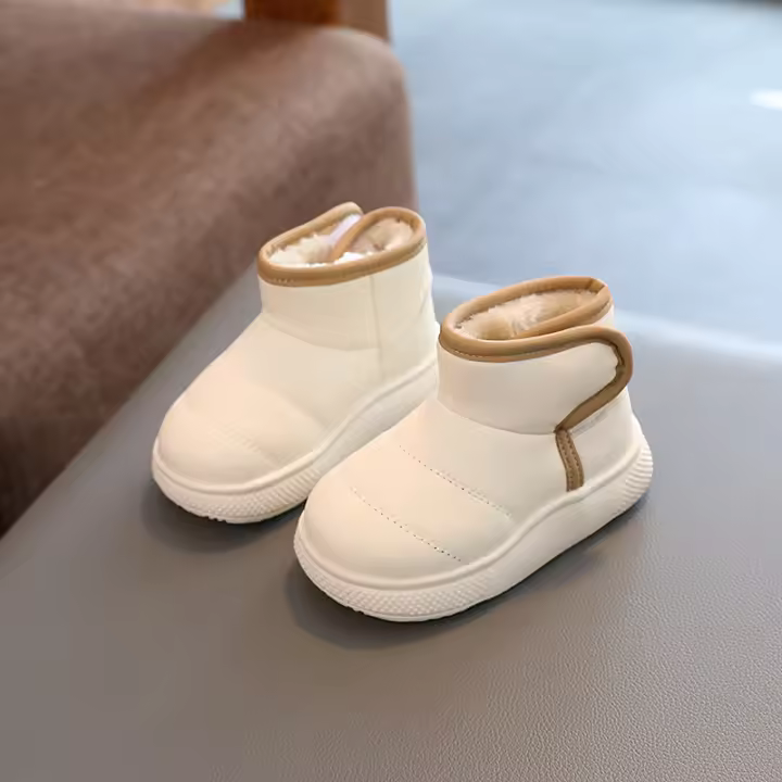 Botas Cortas Para Niños Y Niñas Con Correa De Cierre No Slip Cuero PU Invierno Antideslizante Y Cálido Con Piel Gruesa Casual Unisex Tallas Para 4-6 Años - 1
