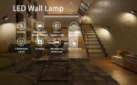 Lámpara De Pared LED Con 3 Niveles De Brillo Y 3 Modos De Color Luz De Pared Operada Por Batería 360° Giratoria Control Táctil Para Cocina Dormitorio Estudio Baño - details 3