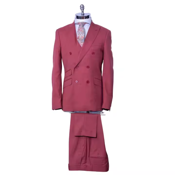BLANCO NUMERO UNO - Traje Cruzado Rojo - Elegante y Moderno - Alta Calidad - Color Vibrante - 1