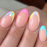 Juego De 24 Piezas De Uñas Postizas Ovaladas Con Dibujos Animados Adornos De Uñas Postizas Acrílicas Cubierta Total De Uñas Falsas Para Oficina Y Fiestas - details 28