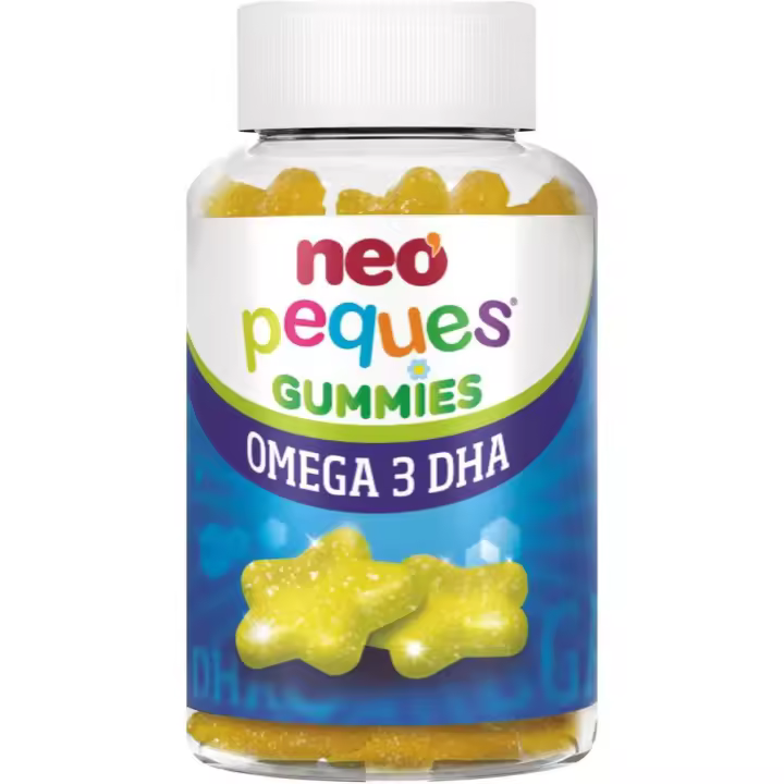 Neo Peques - Gummies de Omega 3 y DHA para Niños - Veganas - Sabor Limón - 30 Unidades - Favorece la Memoria - Gominolas a Base de Colina y Vitaminas del Grupo B - Para Mayores de 3 Años - 1
