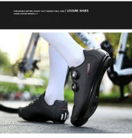 Zapatos De Ciclismo Para Hombre T22 Blanco Cuero Impermeable Profesional Autolockando Zapatillas De Bicicleta Planas Para Mujer MTB Ciclismo En Carretera - details 5
