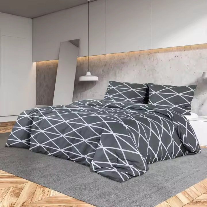 vidaXL Juego de funda nórdica algodón gris 200x200 cm - 1