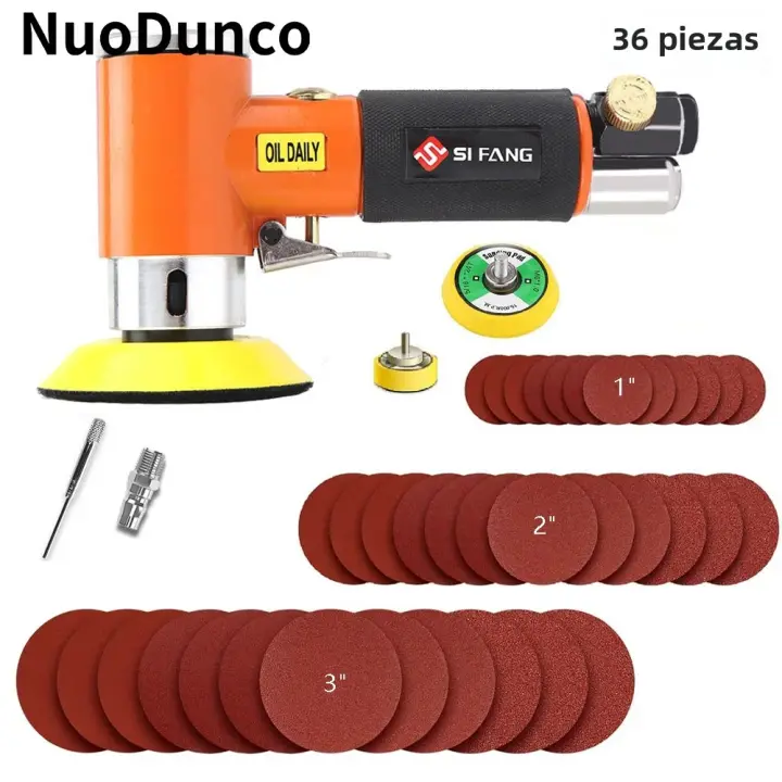 NuoDunco 36pcs Mini Pneumático Pulidora De Orbits Para Automóvil Herramienta De Aire De Alta Velocidad Con Conjunto De Papel De Pulir 1" 2" 3" - 1