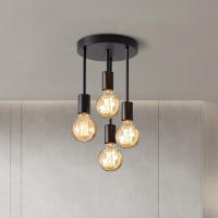 1pc Lámpara De Techo Moderna Sencilla Con Cuatro Cabezas E27 Base Para Entrada Dormitorio Cocina Pasillo Candelabro Negro - details 6