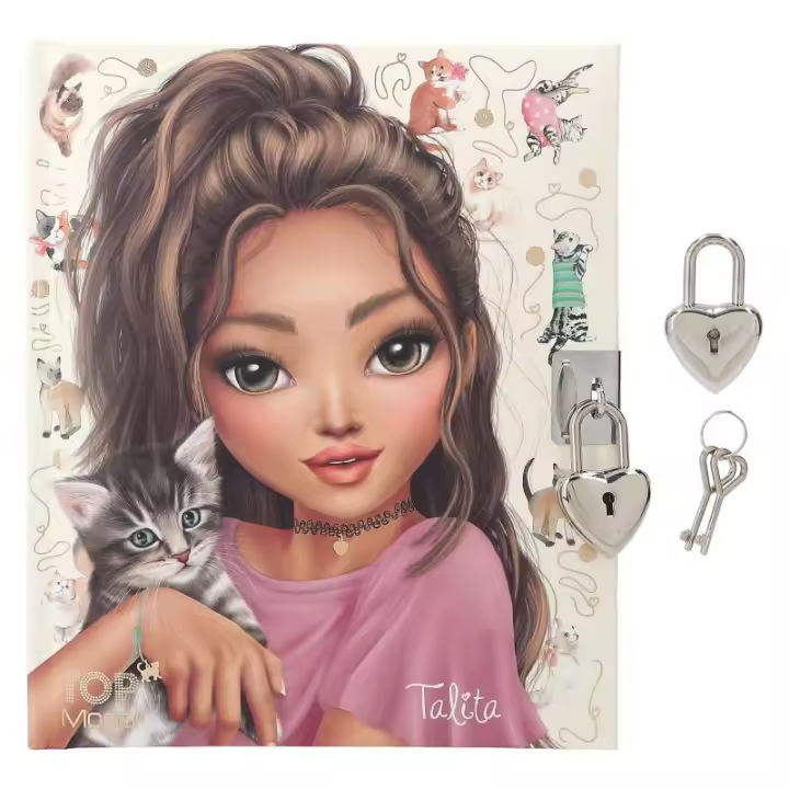 Top Model Diario Gatito Kitty And Doggy con Candado para Secretos y Deseos - 1