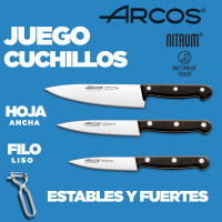 Arcos Juego Cuchillos Cocina Set Cuchillos Cuchillos Profesional  Cuchillos Cocina Profesional Set Cuchillos 3 Cuchillos 1 Pelador   Mango Negro (4 Piezas)  Envase Ecologico - details 0