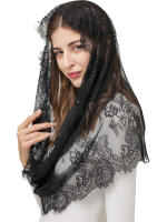 Velas De Encaje Blanco/ Negro Para Iglesia Mantilla Católica Cubierta De Cabeza Para Mujeres De Boda Tipo De Headband Material De Encaje - details 1