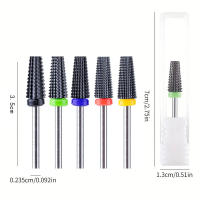 Broca De Uñas Cerámica Negra 5 En 1 Para Máquina Eléctrica De Taladro Con Rosca De 3/32" Eliminación Rápida De Acrílico Y Gel Duro - details 3
