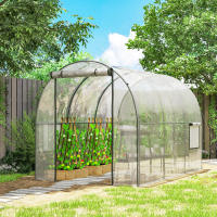 Invernadero túnel para tomates Outsunny Garden Superficie del suelo 6 m² 3L x 2W x 2H m Marco tubular reforzado Puerta con cremallera 2 ventanas enrollables - Transparente - details 1