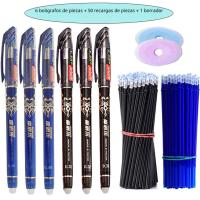 Set De 57 Bolígrafos De Gel Erasables 0.5mm Recargables Negros Y Azules Tinta Lavable Para Escuela Y Oficina Suministros De Papelería - details 0