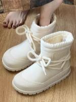 Botas De Nieve Para Mujer Botas De Lujo Con Pelo Falso Fluffy Impermeables De Invierno Para Esquiar Con Cordón Suela De Goma - details 2