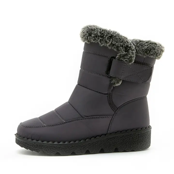Botas De Nieve Impermeables Para Mujer Invierno Zapatos De Piel Sintética Talla Grande Antideslizantes Cálidas Botas De Tobillo Con Algodón - 1