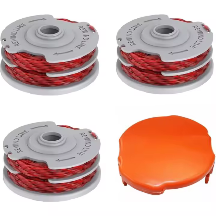 Carrete de hilo de repuesto con cubierta, carrete de repuesto de 36 pies y 1,5mm para cortacésped de exterior, Compatible con FLYMO, 3 piezas - 1