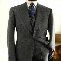Traje De Hombros Interlock Tweed Retro Para Hombre 3 Piezas Traje Formal De Negocios Con Chaleco Y Pantalones Conjunto De Boda Tailor-Made - details 3
