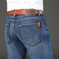 Nuevos Jeans Clásicos Para Hombre Primavera Otoño Moda Negocios Pantalones Vaqueros Rectos Estirados Azul Cómodos De Medio Cinturón - details 43