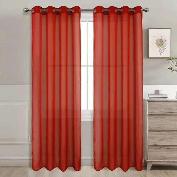 Cortinas Salon Modernes, Cortinas Visillos Liso, Transslúcidas Visillos, Cortinas Poliéster, Cortinas para Sala Cuarto Dormitorio Comedor Cocina Salón, 2 Piezas, 140x220cm / 140x260cm, marrón/Azul/Beige/Blanco/Rosa/Gris/Morado/Naranja/ - 1