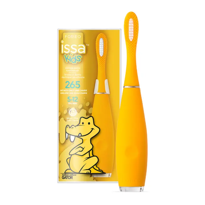 FOREO ISSA kids Cepillo de dientes eléctrico de silicona, cepillo de dientes infantil de 5 a 12 años, limpia dientes, encías, boca y lengua, accesorio de viaje, Impermeable, garantía de 2 años - 1
