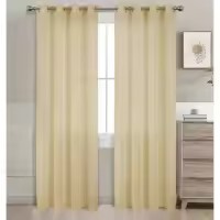Cortina Transparente 2 Hojas Cortina Translucida de Dormitorio Moderno 8 Ojales Color Puro Visillo Decorativo para Ventana Salón Cuarto Dormitorio Comedor Cocina Oficina 140x220cm 7915 - details 4