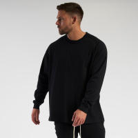 Camiseta De Manga Larga Para Hombre Suelta Y Oversize Estilo Hip Hop Fitness Ropa De Gimnasio Para Primavera Camiseta De Trabajo Casual De Algodón Con Estampado De Letras - details 6