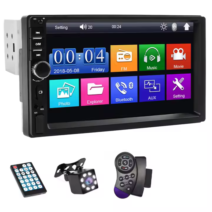 Hippcron 7 Pulgadas 1 Din Radio De Coche MP5 Reproductor Multimedia Pantalla Táctil FM Entrada Auxiliar USB Línea De Espejo BT5.0 Universal - 1