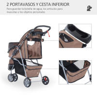 PawHut Cochecito Plegable para Mascotas Carrito para Perros y Gatos con Ruedas Giratorias Cesta y Posavasos 75x45x97cm - details 5