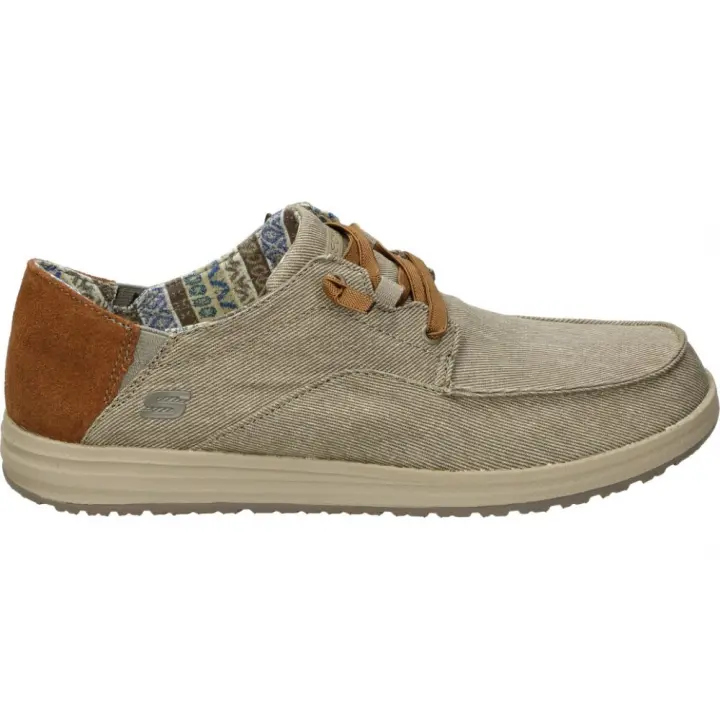 SKECHERS | Zapatos Skechers Melson Planon para Hombre – Náuticos Casual en Color Taupe con Detalles – Zapato Cómodo con Cierre de Cordones – Relaxed Fit – Alta Calidad – Air Cooled Memory Foam – Modelo 210116-TPE - 1