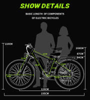 DUOTTS S26 Bicicleta Eléctrica 750W 2 Motores 50km/h Velocidad Máxima 264.0 pulgadas Neumáticos Inflables Tipo Fat 48V 20Ah Batería SAMSUNG 120km de Autonomía Shimano 7 Velocidades 150kg Carga Máxima App Inteligente - Negro - details 10
