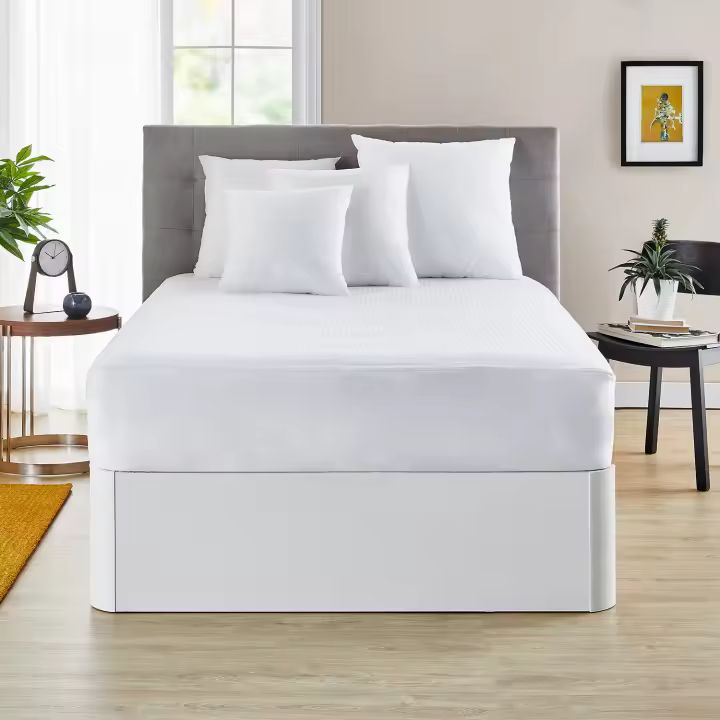 PIKOLIN HOME - Funda de colchón cutí 100% algodón con laterales elásticos adaptables, transpirable, con cremallera en L y tratamiento antiencogimiento. Apta para colchones hasta 28 cm - 1