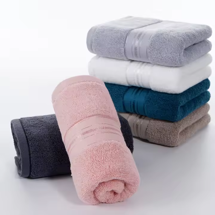 Toalla De Rostro De Algodón 100% Absorbente Y Suave Para Niños Y Adultos Talla 34*75cm Color Azul Gris Oscuro Gris Claro Cama De Hotel Baño Textil - 1
