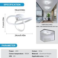 Panel de Tecnología LED Moderno, Tecnología LED 20W Blanco Moderno, Tecnología de Decoración Floral para Dormitorio Cafetería, Pasillo Balcón, 24 x 11CM, 6500K Blanco [Clase de Eficiencia Energética] - details 6