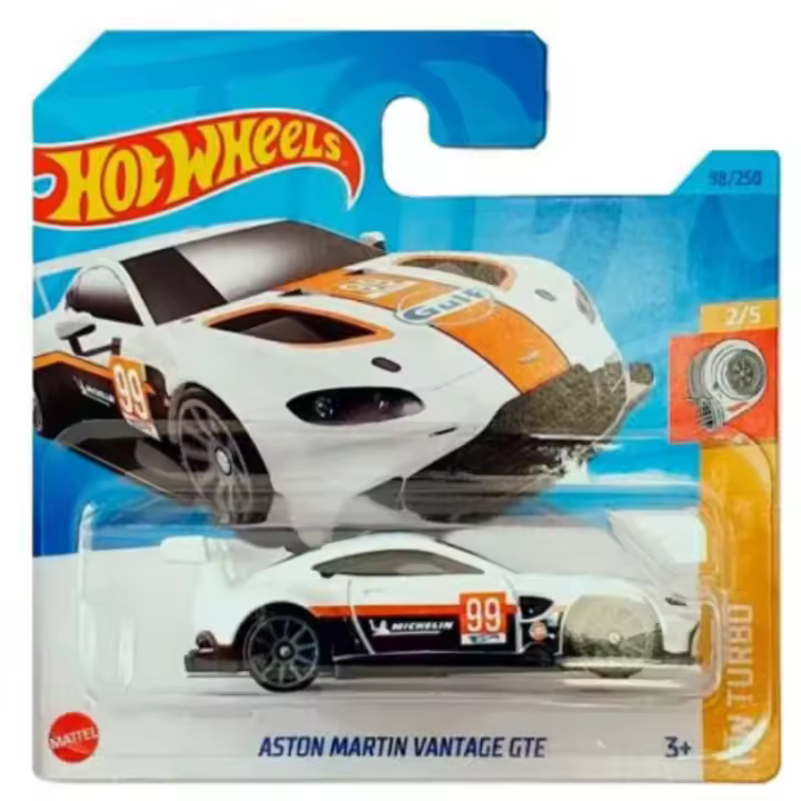 HOT WHEELS - HW TURBO - ASTON MARTIN VANTAGE GTE (98/250) - WHITE (HALF CARD), HW98_ASS36, TIENDA CON LICENCIA OFICIAL - 1