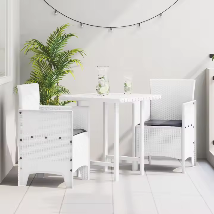 Silla de Jardín vidaXL Set de 2 Blanco, Antracita Polipropileno, Poliéster - 1