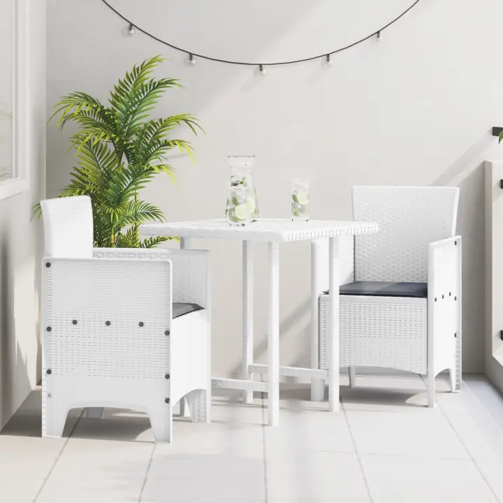 Silla de Jardín vidaXL Set de 2 Blanco, Antracita Polipropileno, Poliéster - 1